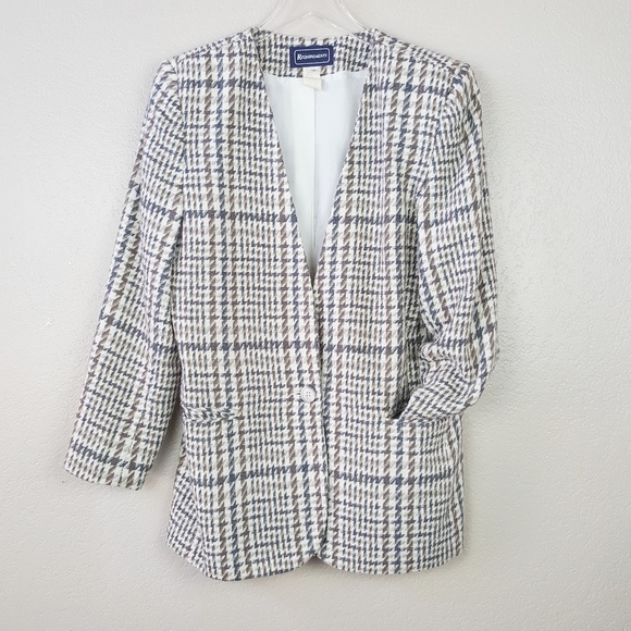 Vintage Houndstooth Academia Style Blazer Jacket Shacket 10 - Picture 2 of 8